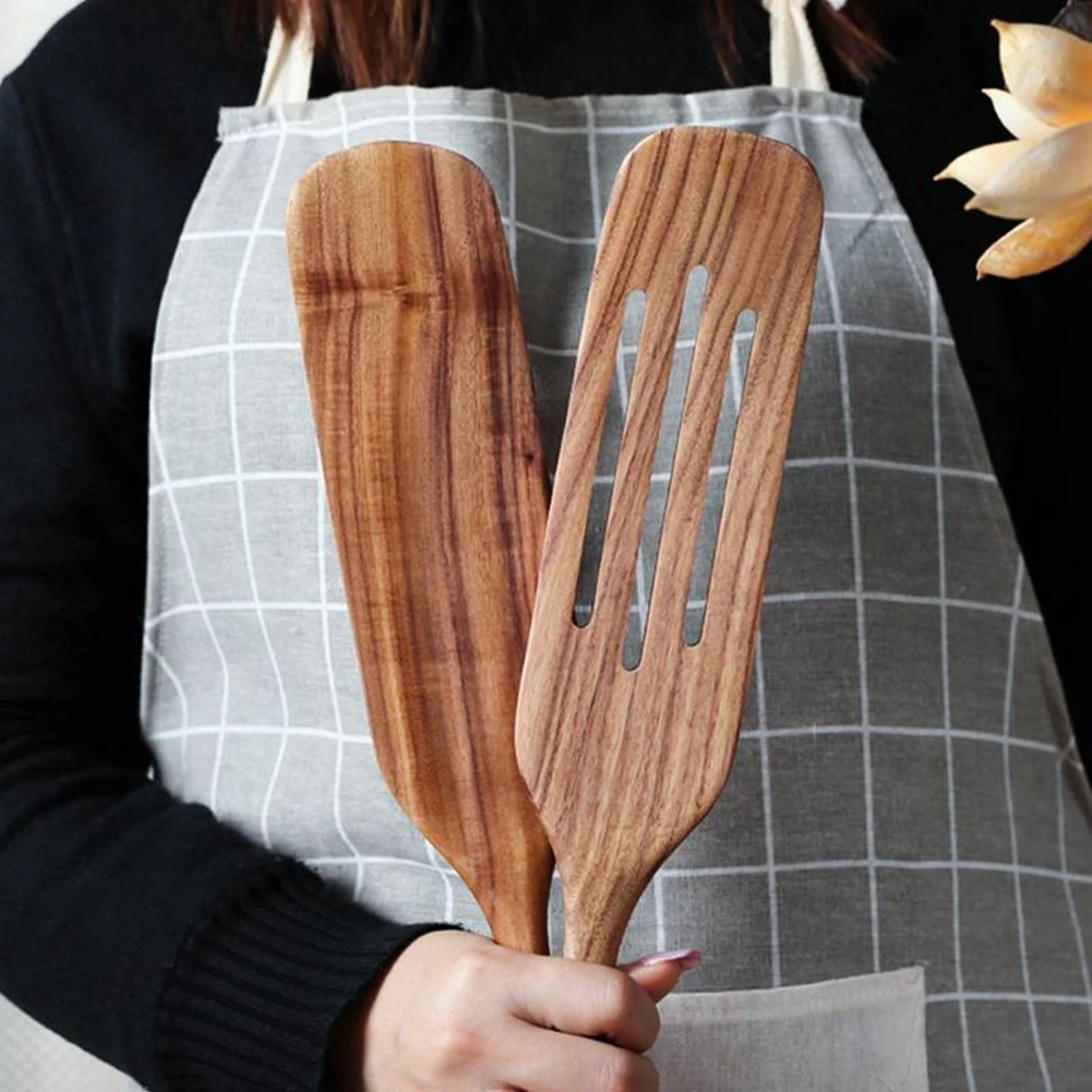 Contracted Acacia Wood Turner Wooden Long Handle Sauce Spatula Family Durable Cooking Wooden Shovel Kitchen Mixing Tools cooking spatula kitchen cooking utensils