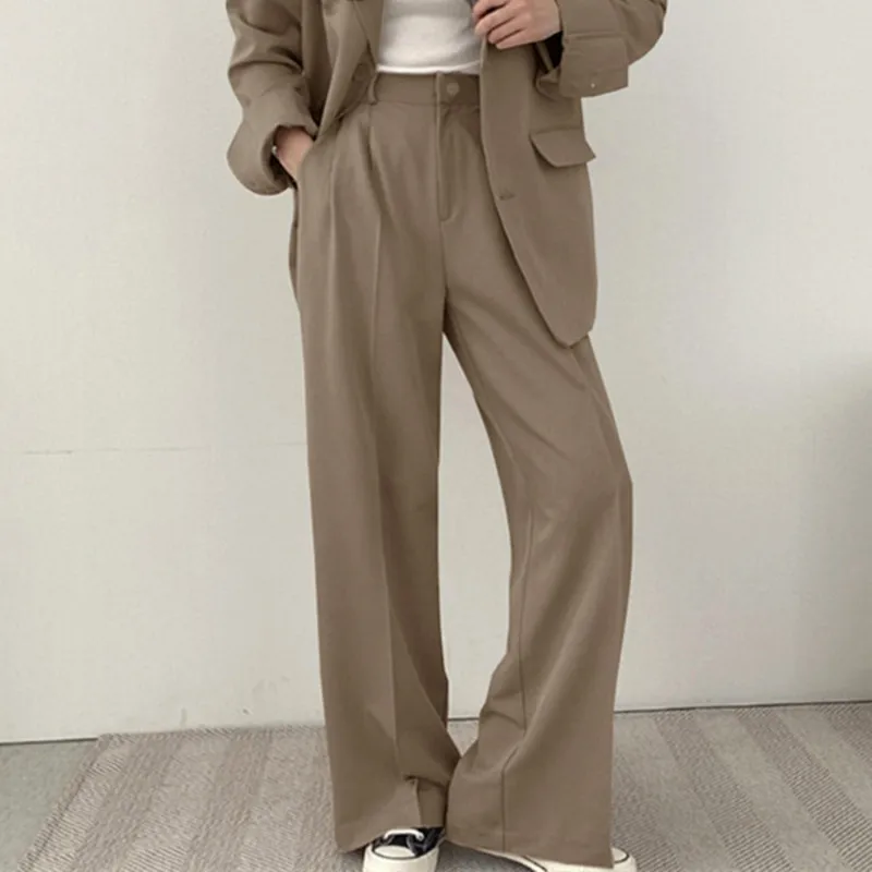High Waist Wide Leg Pants Women Draped Tailored Trousers Spring Autumn Loose Thin Pockets Office Lady Full Length Workwear
