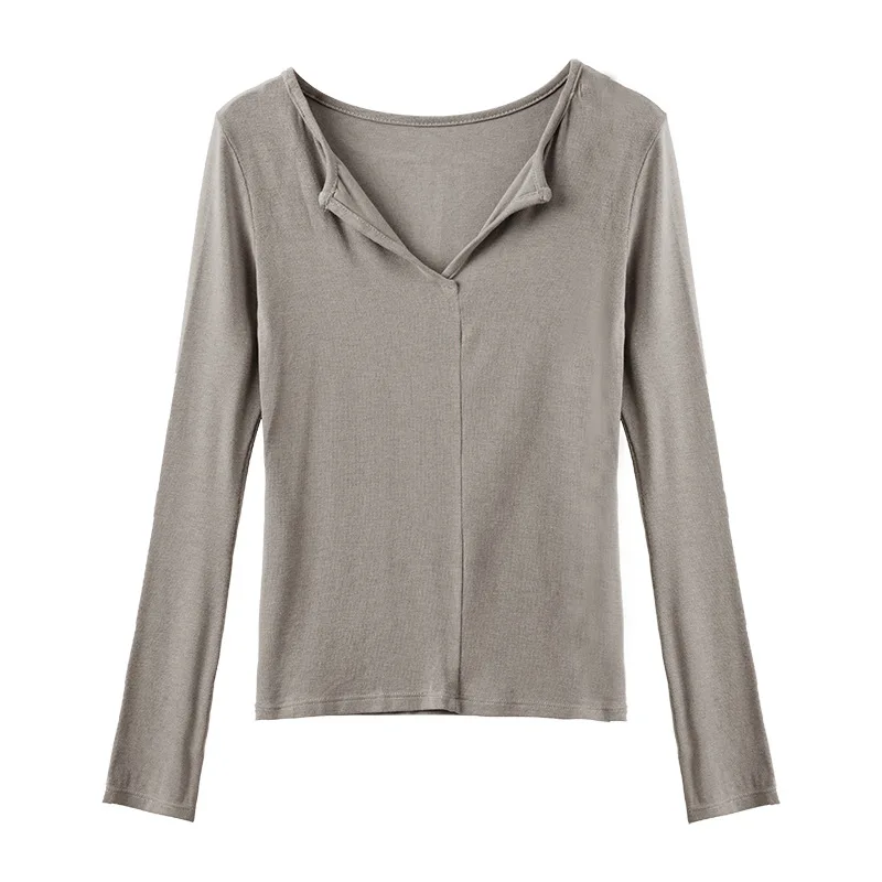 Women Long Sleeve Solid Tshirt Tops