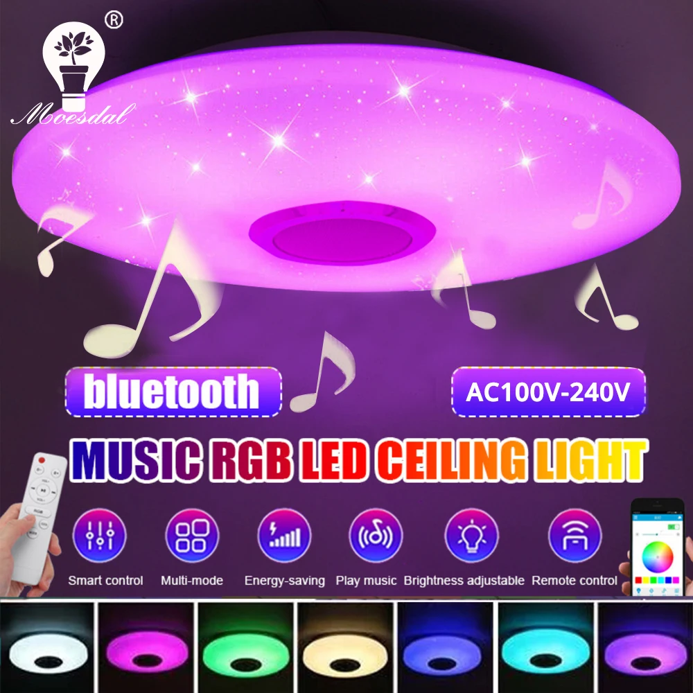 LED Bluetooth Ceiling Spot Light RGB Smart Music Play Party Lamp Alexa  Google US