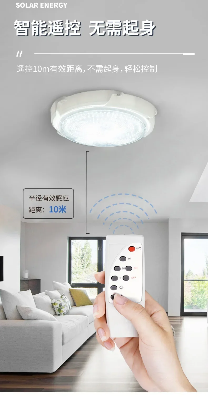 Description Picture 5 of itemSolar Light Ceiling Light Outdoor Separate Panel IP66 Waterproof Ceiling Lamp Indoor Aisle Balcony Bedroom Solar Sensor Lights