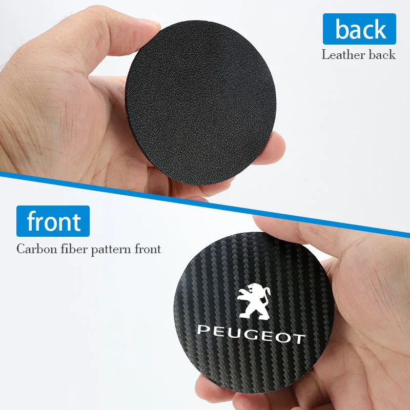 Carbon Fiber Car Water Slot Non-Slip Cup Mat For Peugeot 206 308 208 407 301 107 406 207 408 607 2008 108 3008 205 807 508 2Pcs