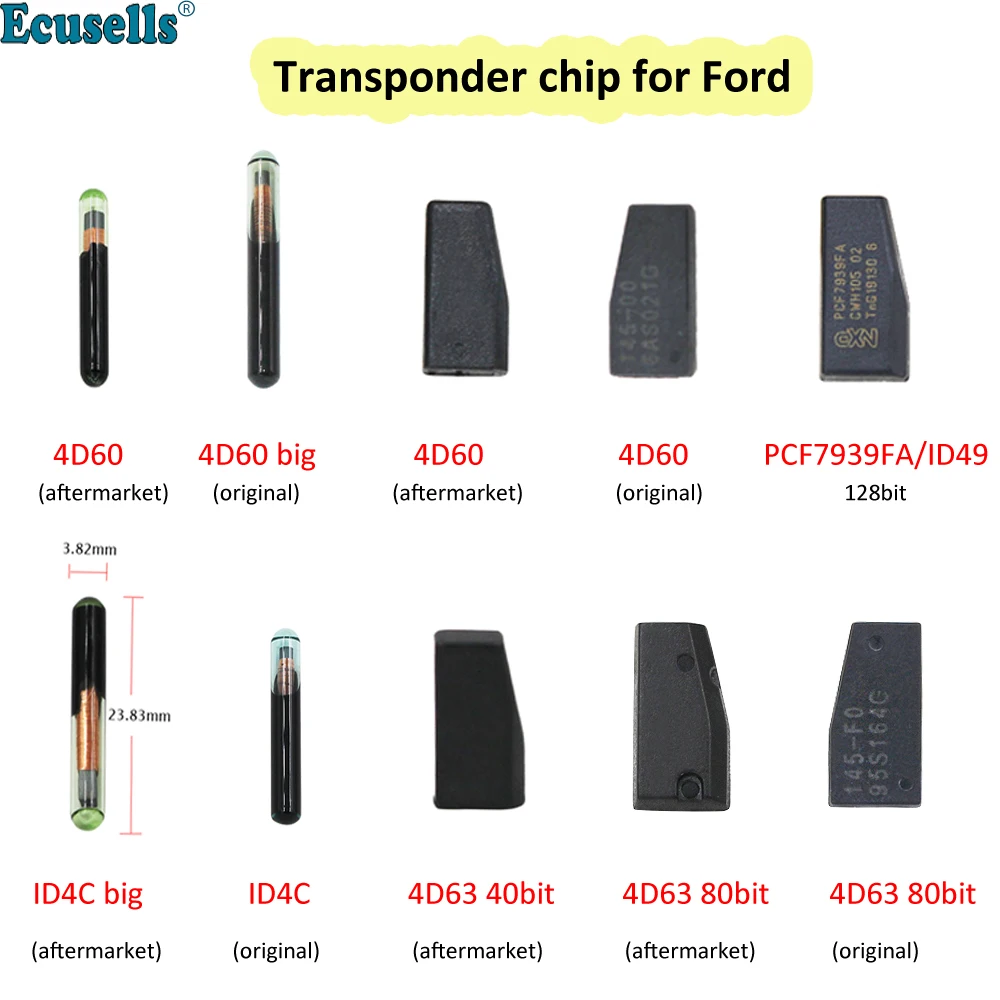 

Original/Aftermarket Auto Transponder Car Key Chip 4D60 4D63 80Bit 4C ID4C PCF7939FA ID49 for Ford Fiesta C max Focus Espace