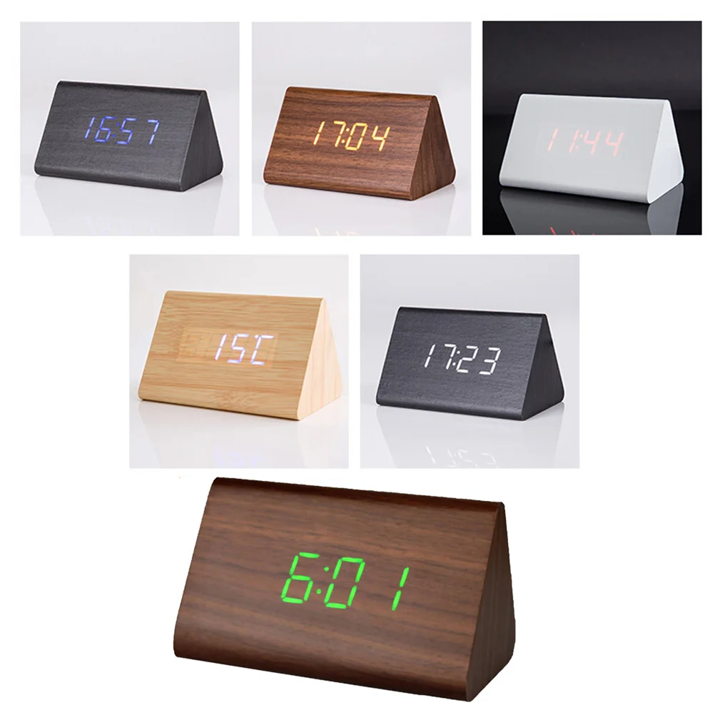 Alarm Clock Desk Perpetual Calendar with Night Light Digital LED Display Clocks 4