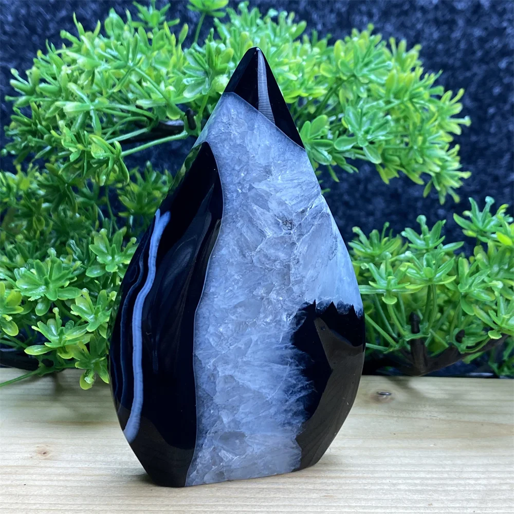 Натуральный драгоценный камень черный оникс полосатый жеод свободная форма лечебная форма медитация домашний декор фэн-шуй Wicca церемония