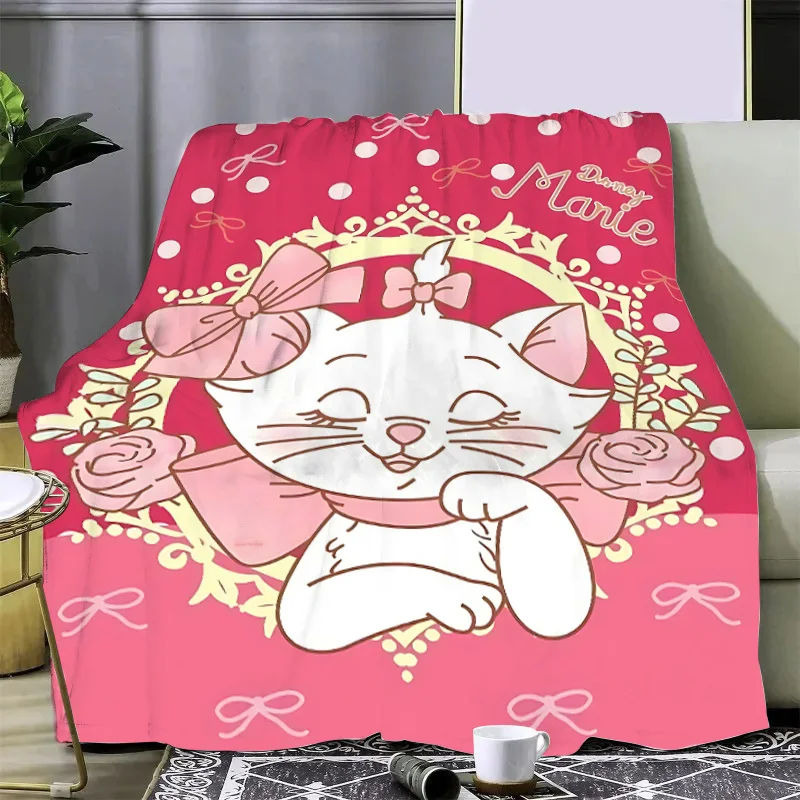 Cute Cartoon Disneys Marie Cat Printed Picnic Blankets Warm Blanket Soft and Comfortable Blanket Home Travel Birthday Gift 3