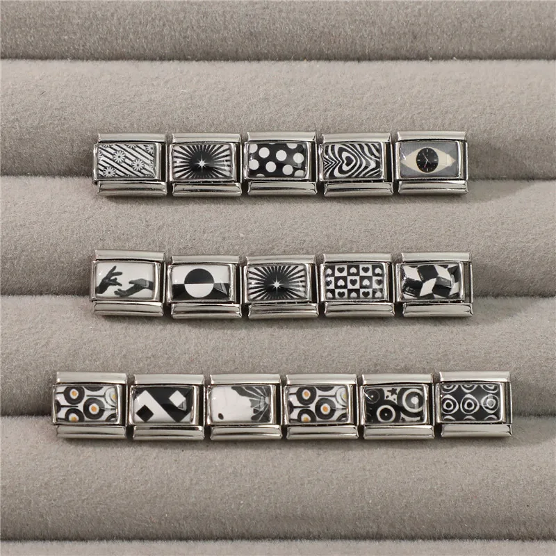 Tai Chi Flower Charm Bracelet Stainless Steel Link