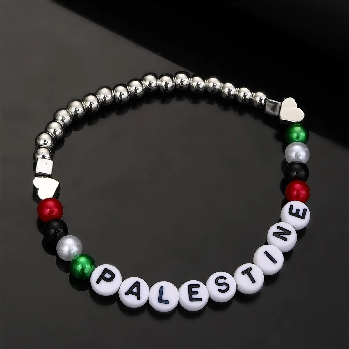 Palestine Red Black Green White National Flag Woven Thread Bracelet Natural Stone Beads Fashion Bracelets for Women Men Jewelrys 3