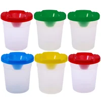 6 Pcs Spill Proof Kids Paint Cups Brush Washing Toning Supplies Child Watercolor 1