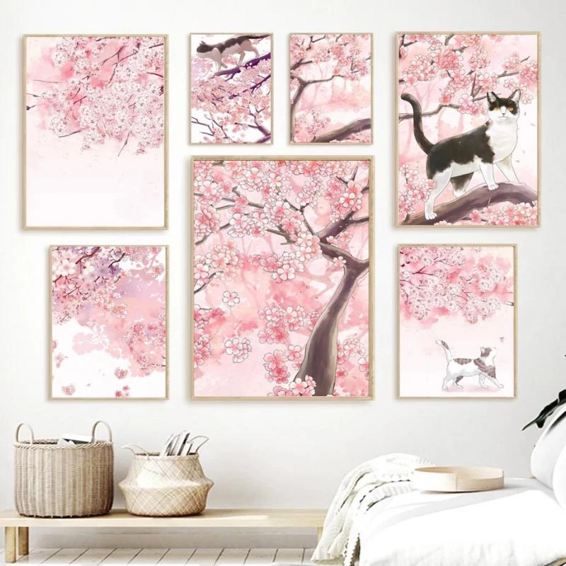 Tree Painting, Cherry Blossom Painting, Cherry Blossom Pink, Cherry