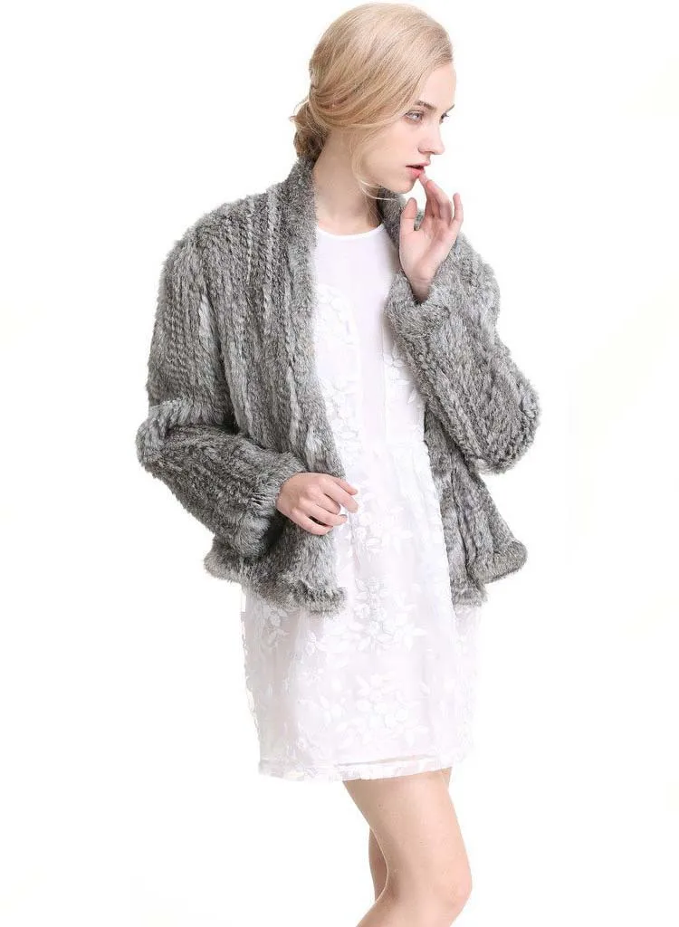 ladies long puffer coat 2022 Natural Rabbit Fur Coat, Real Fur Rabbit Thick Knitted Jacket For Women BE-1413 long bubble coat