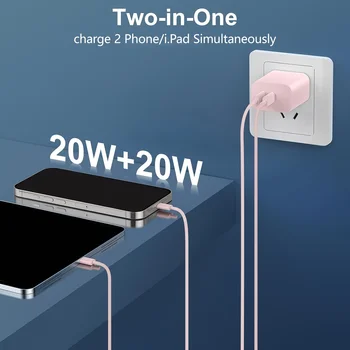 40W Dual Port USB C Fast Charger With 6.6ft Long USB C Charging Cable For iPhone 15 Pro Max/15 Pro/15/15 Plus And Other Devices 6