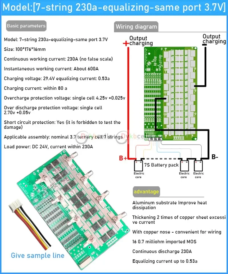 6S 7S 8S Li-Ion Lifepo4 Lithium Batterie Schutz Board BMS Balance 50A 100A 130A 230A300A Strom 24V Energiespeicher RV Power – Detail 12