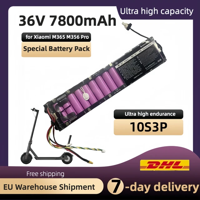Batterie longue portée M365 M356 Pro, étanche IPX7, protection BMS, contrôle d'application Bluetooth, CE ignorant, 36V, 7,8 Ah 1