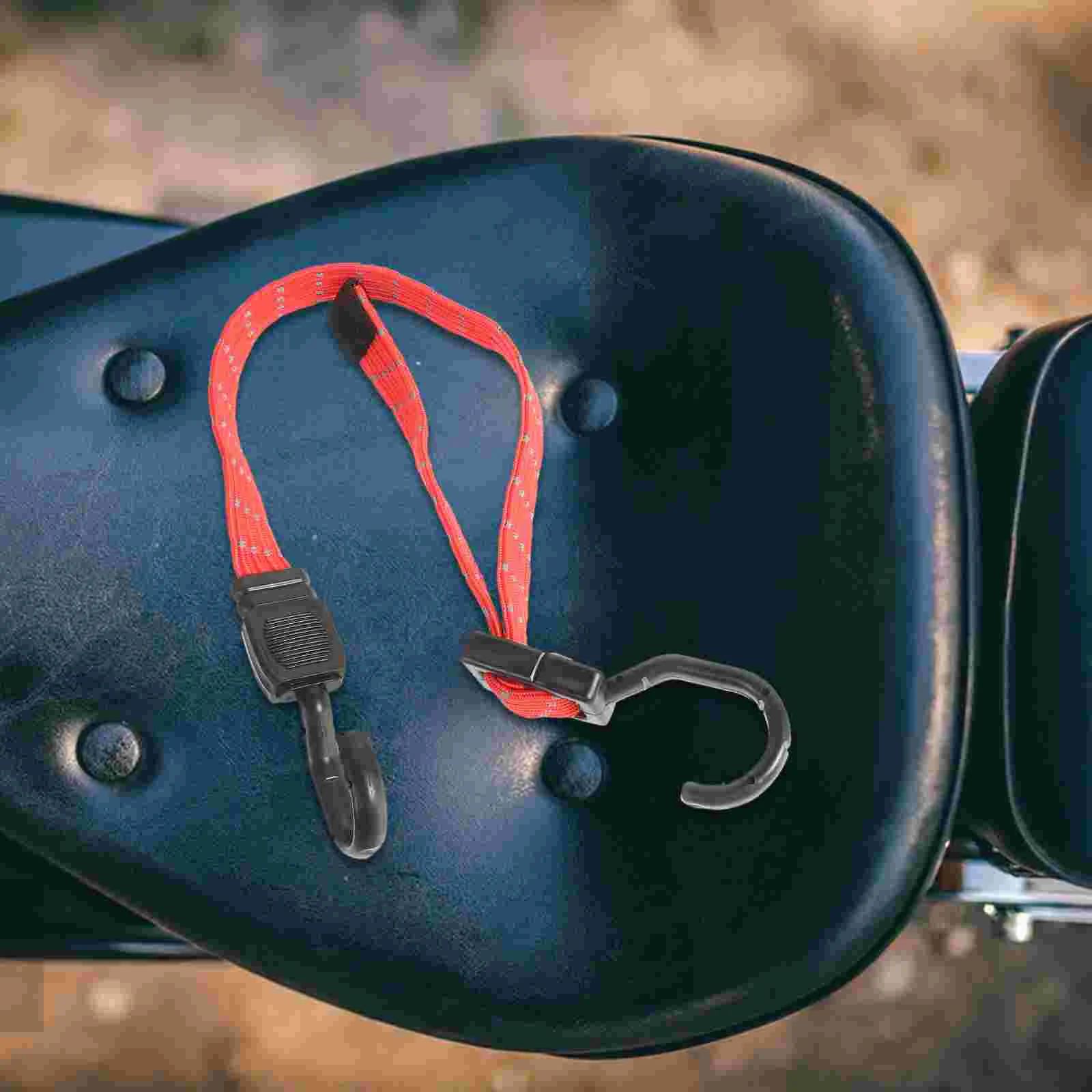 Elastic Bungee Cord With Hook Flat Cargo Straps Heavy Duty Tensioning Belts Adjustable Luggage Tie Down Motorcycle Hooks 2 Pcs