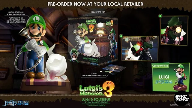  First 4 Figures Luigis Mansion 3 Luigi and Polterpup 9-Inch PVC  Collector Edition Statue, Green : Toys & Games