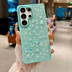 Glamorous Bling Glitter Shockproof Phone Case with Rhinestones - Galaxy S26 Ultra (Light green)