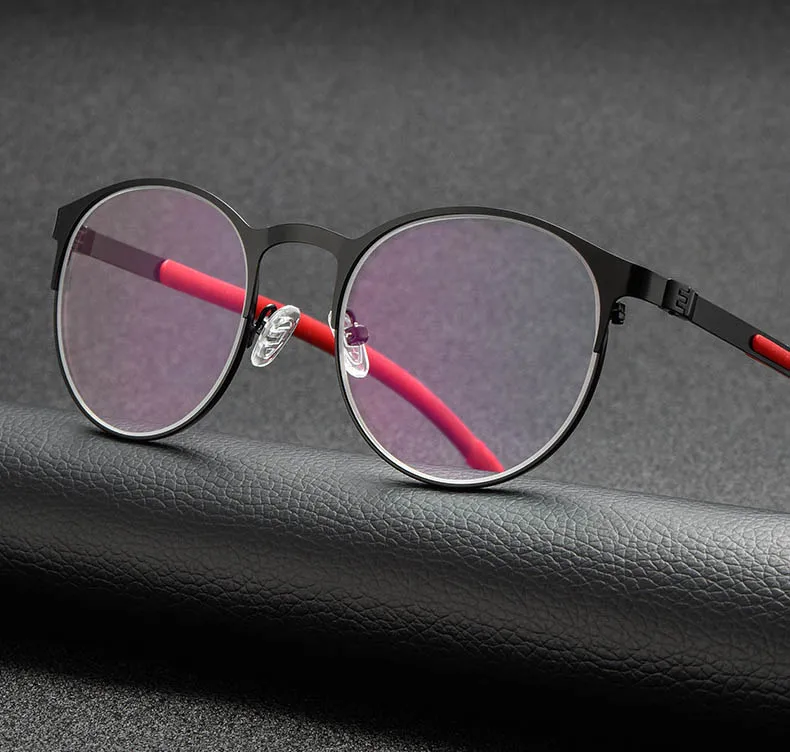 Photochromism okulary Retro okrągła oprawa metalowa okulary z UV damskie dla osób z krótkowzrocznością 24