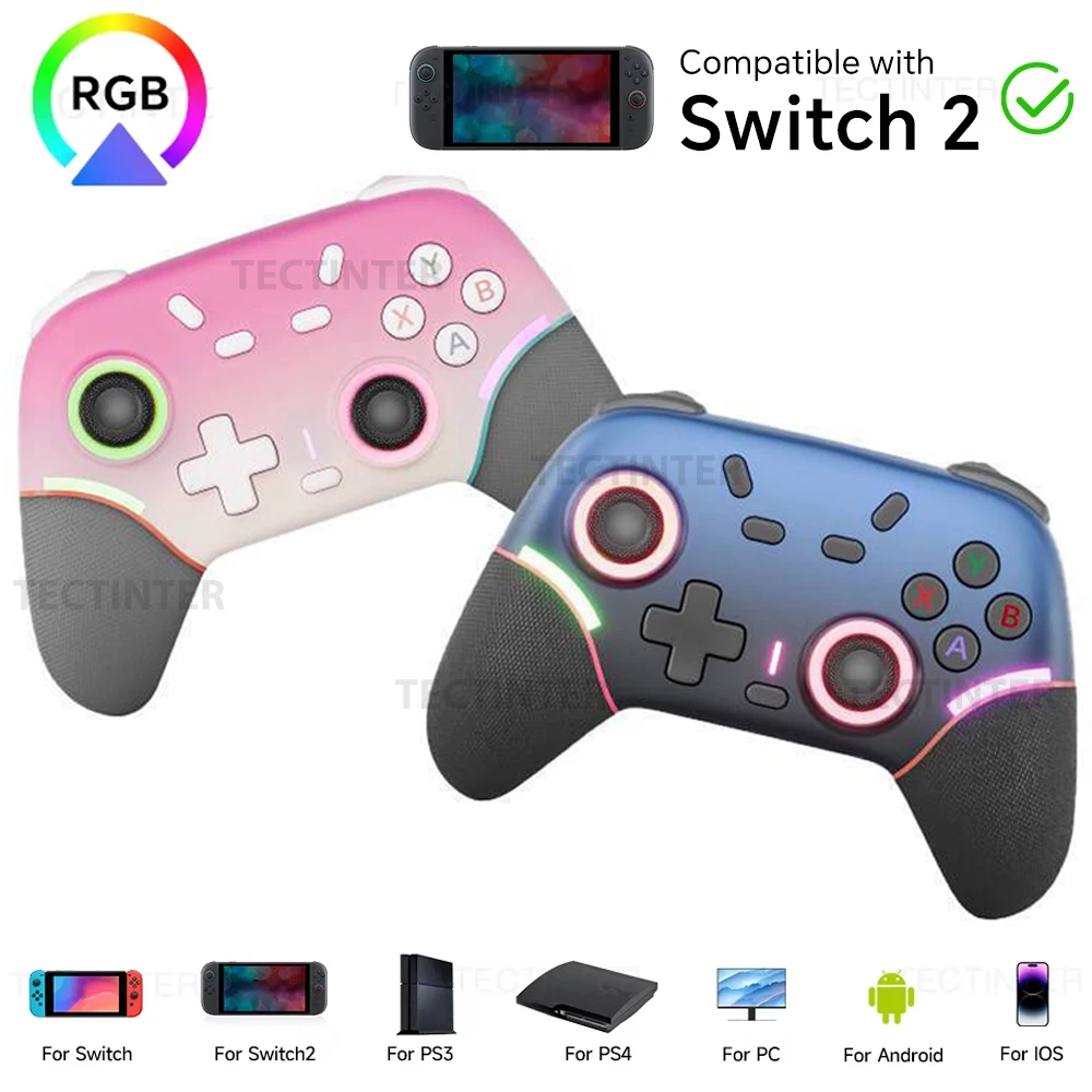 Controle Sem Fio Bluetooth para Nintendo Switch 2/PS3/PS4, Gamepad para Smartphone Android/iOS e PC, Joystick