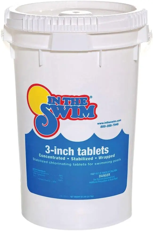 In The Swim 3 Inch Stabilized Chlorine Tablets for Sanitizing Swimming Pools-90% Available Chlorine-Tri-Chlor 50 Pounds
