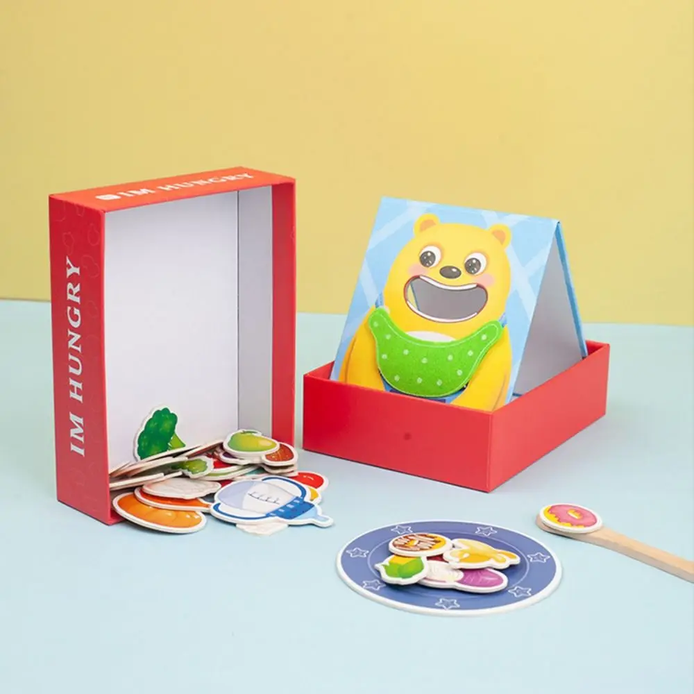 Food Feeding Simulation Feeding Game Simulation Early Education Bear Pretend Food Set Spoon Paper Parent-Child Feeding Gift