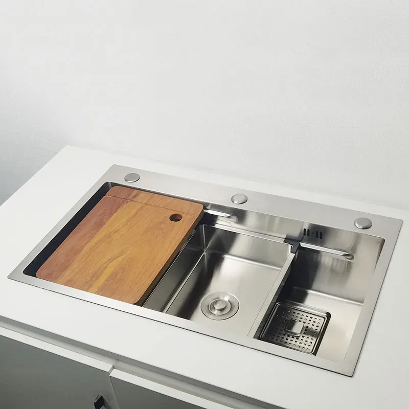 Brushed kitchen Sink 304 Stainless Steel sinks Thickening Above Counter Washing Basin multifunctional silver kitchen sink