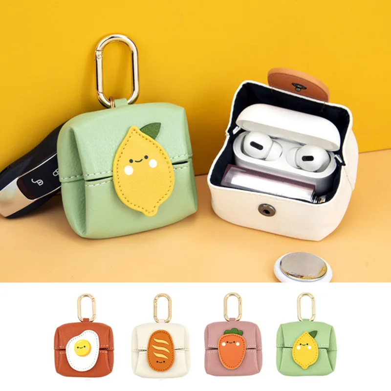 Cute Cartoon Earphone Bag Pendant Microfiber Leather Mini Lipstick Storage Bag Coin Wallet Multifunctional Student Wallet