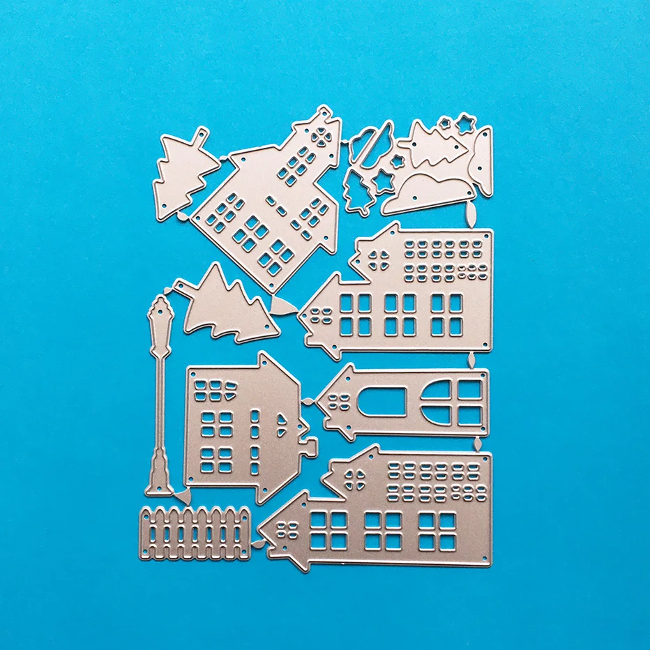 

House Street Lamp Moon Tree Scrapbooking Cutting Dies Yiwu stock clearance DIY Paper gift Card Making metal craft Album