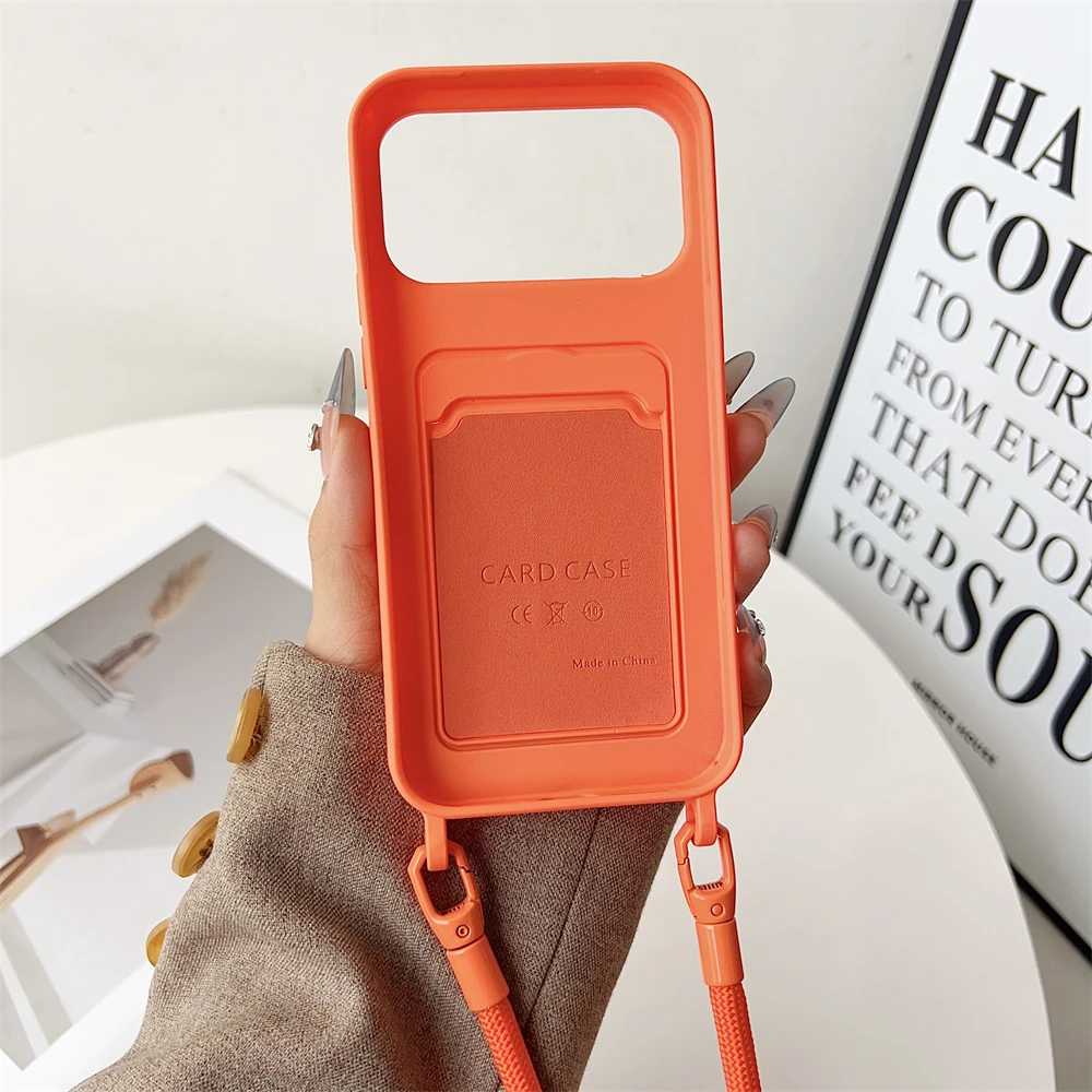 Enhanced Silicone Card Holder Phone Case with Crossbody Lanyard and Fall Prevention Cover