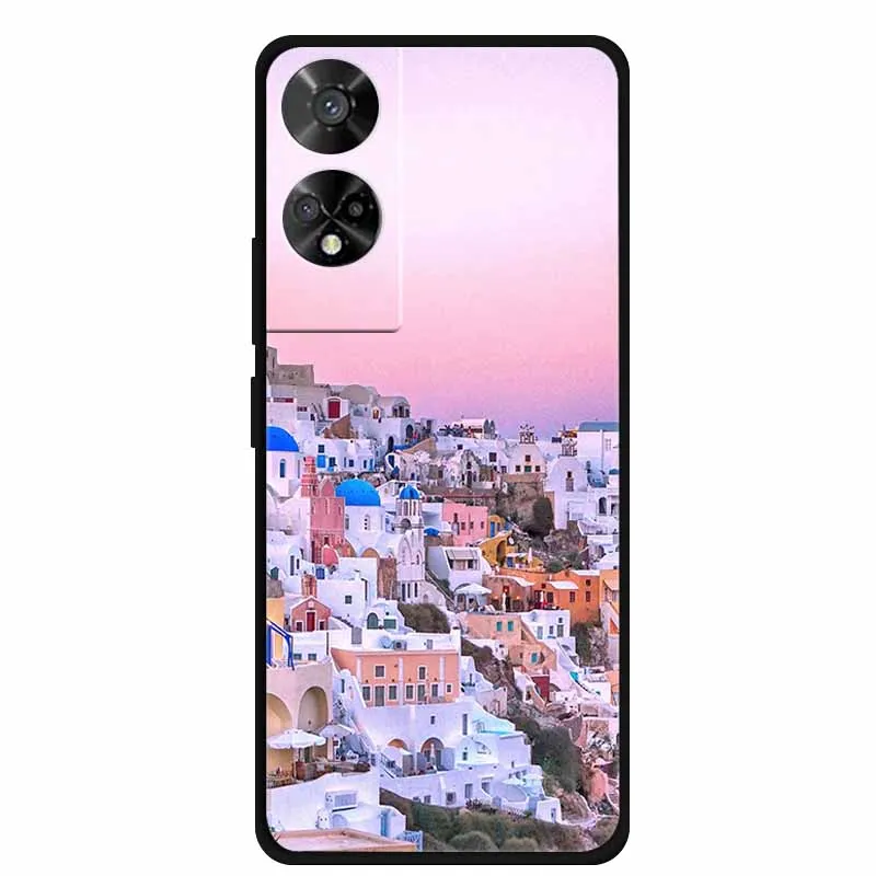 Original Soft Silicone TPU Phone Case Back Cover - Fashion Planet Design, Black Bumper