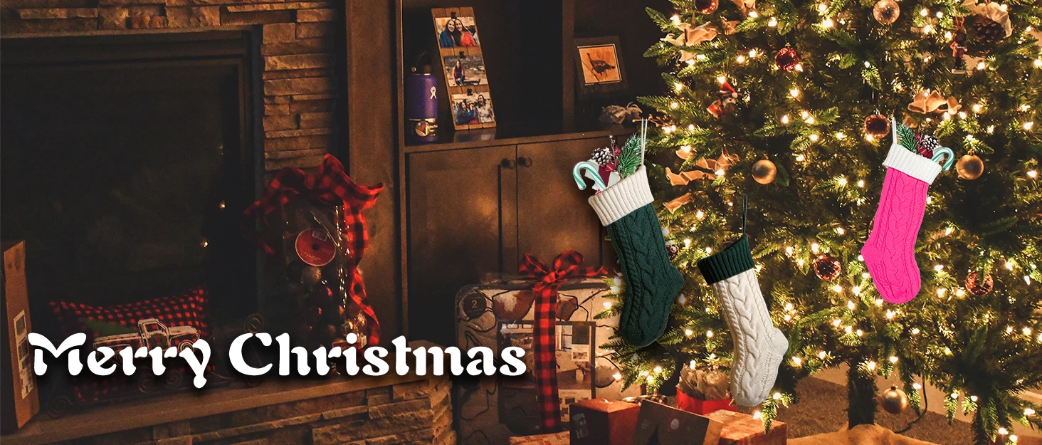 Description Picture 2 of itemNanou Christmas Stockings 18" Knitted Christmas Socks Family Holiday Decorations Great Big Stockings for Gift to Family