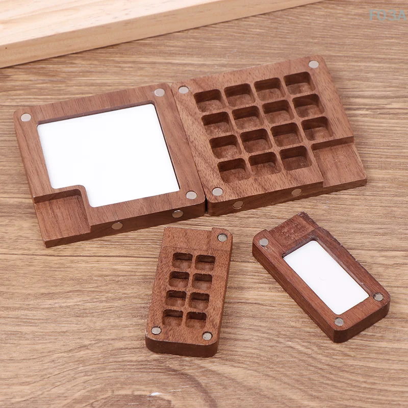 Portable Watercolor Palette Paint Box Handmade Empty Box Mini Black Walnut Palette Acrylic Paint Portable Watercolors