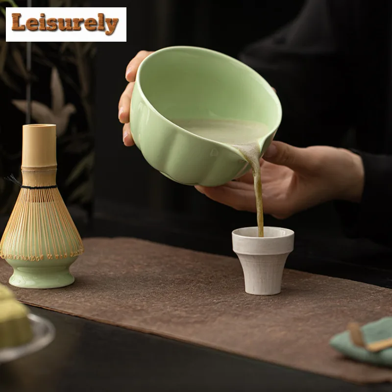 Pumpkin Petal Imitates Song Tea Set Complete Set Boutique Japanese Matcha Set Kit Tea Brush Stand Tea Ceremonial for Tea Lovers