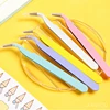 Stainless Steel Straight Curved Tweezers Colorful Pink Blue Purple DIY Eyelash Tweezer Nail Art Sticker Rhinestones Picking Tool 1