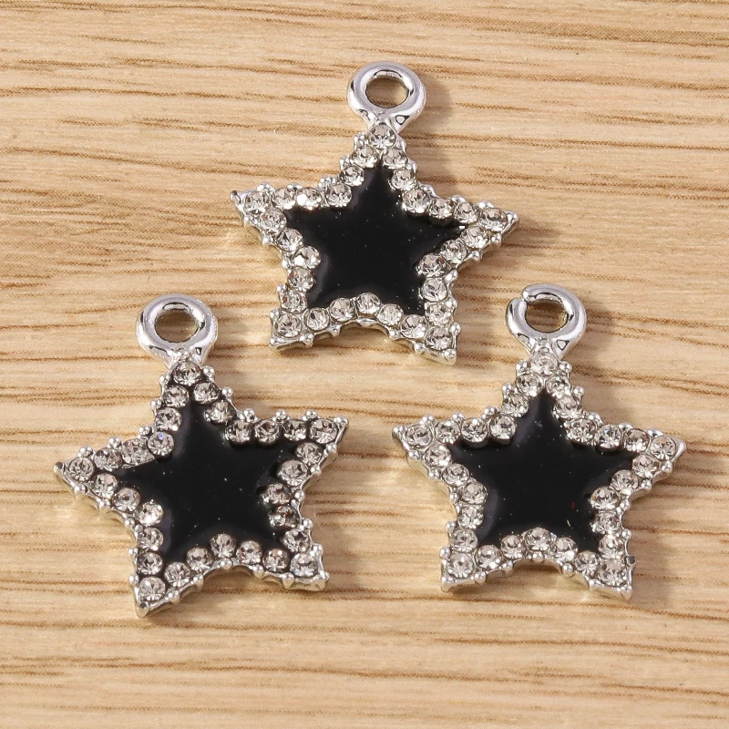 10 Stück 17 x 20 mm niedliche Kristall-Stern-Charms-Anhänger für Schmuckherstellung, Tropfen-Ohrringe, Halsketten, Armbänder, DIY-Bastelzubehör – Detail 9
