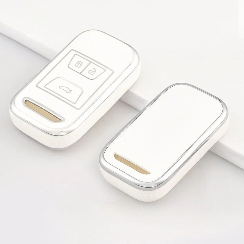 Durable 3-Button TPU Car Remote Key Fob Cover with Case Holder Protector