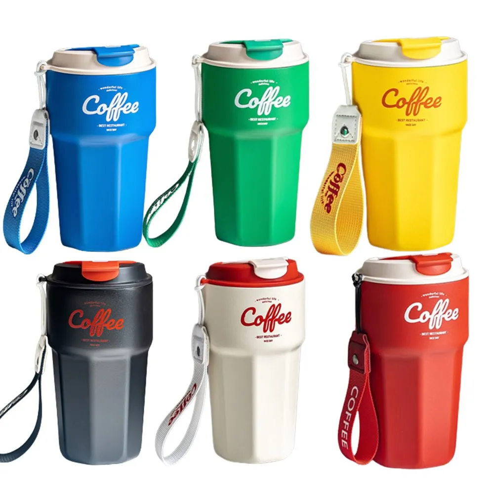 Coffee 보온 텀블러 보냉 물병 손잡이 미니 스텐컵 스포츠 대용량 티 커피 원터치 휴대용 컵 421ML 62