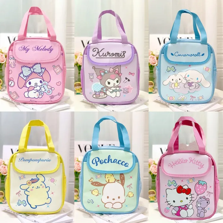 Sanrio Lovely Lunch Bag Anime My Melody Hello Kitty Pochacco Kuromi Travel Thermal Breakfast Box School Child Tote Food Bag Gift