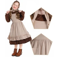Robe de Cosplay de demoiselle d'honneur cendrillon pour filles, Costume de fête d'halloween, déguisement de spectacle sur scène, vêtements pour enfants, tablier, foulard 2