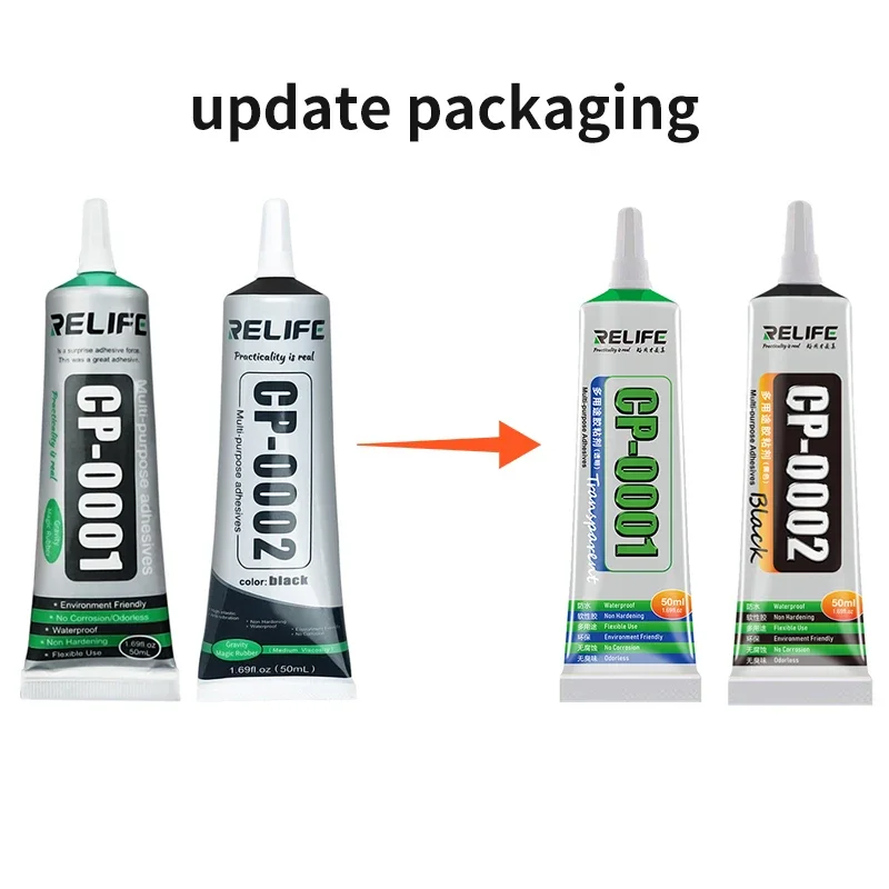 50ML CP-0001 Transparen CP-0002 Black High Elasticity Adhesive Liquid Glue for Phone Frame LCD Screen Back Cover Repair syringe glue tool