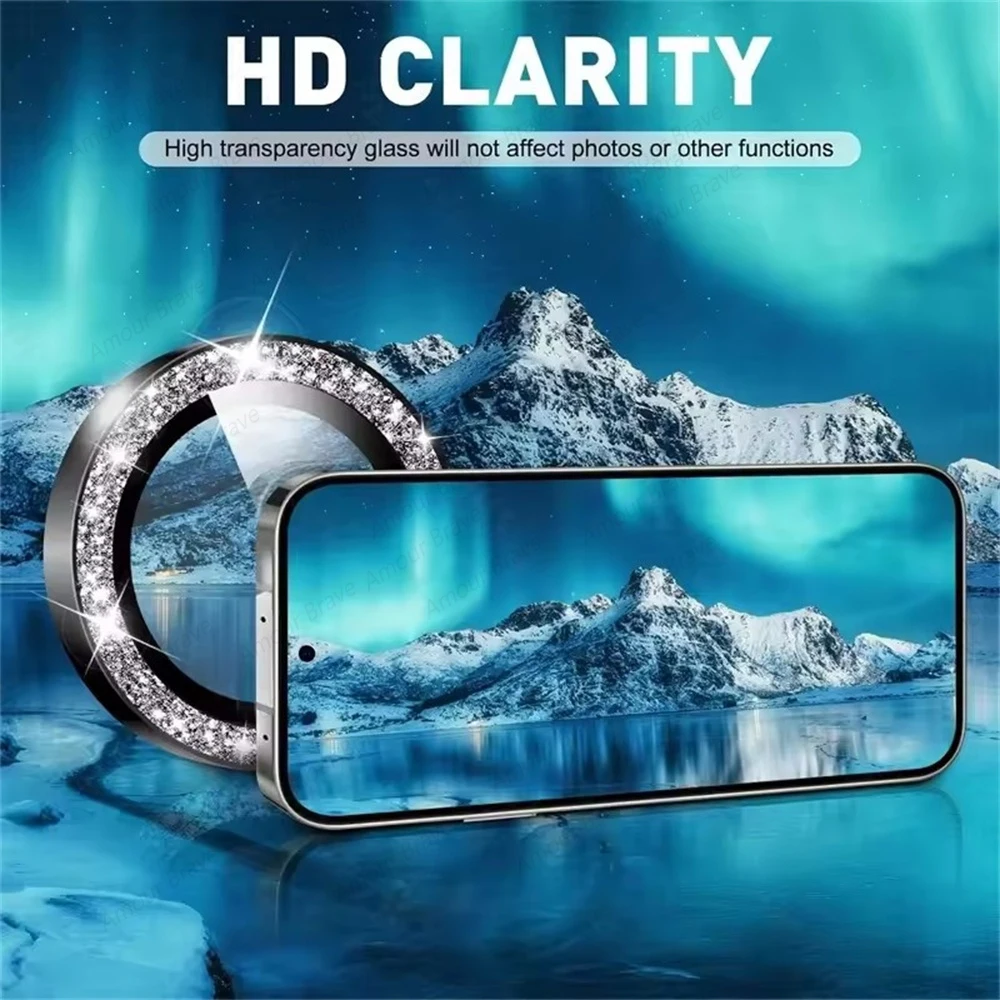 Diamond Glitter Camera Glass Lens Protector with Metal Ring