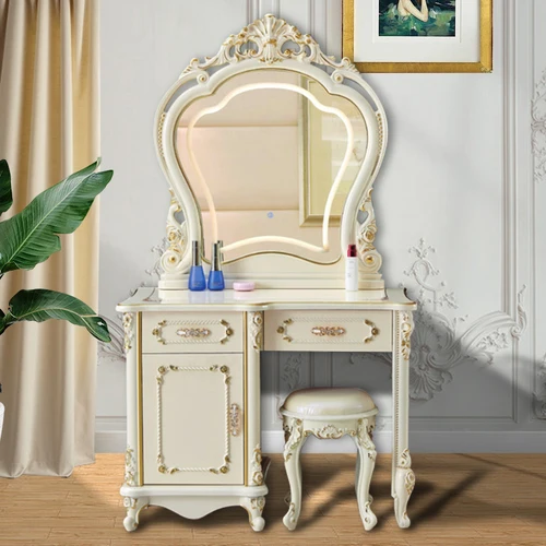 

Mirror Cosmetics Bedroom Dressers Luxury Drawer White Home Luxury Room Dresser Elegant Nordic Minimalist Schminktisch Furniture
