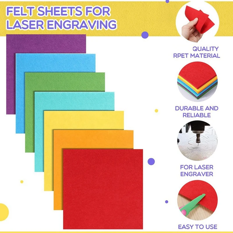 18 Pieces Of Laser Engraved Material Laser Engraved Felt Sheets Various Colors 5.9 Inches