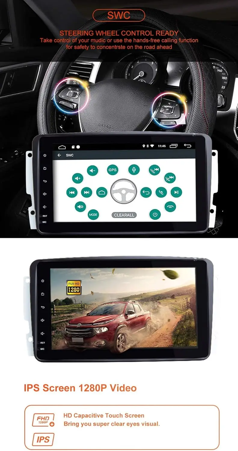 Car radios with Android 14 system For Mercedes Benz W209 W203 W168 W163 W463 Via