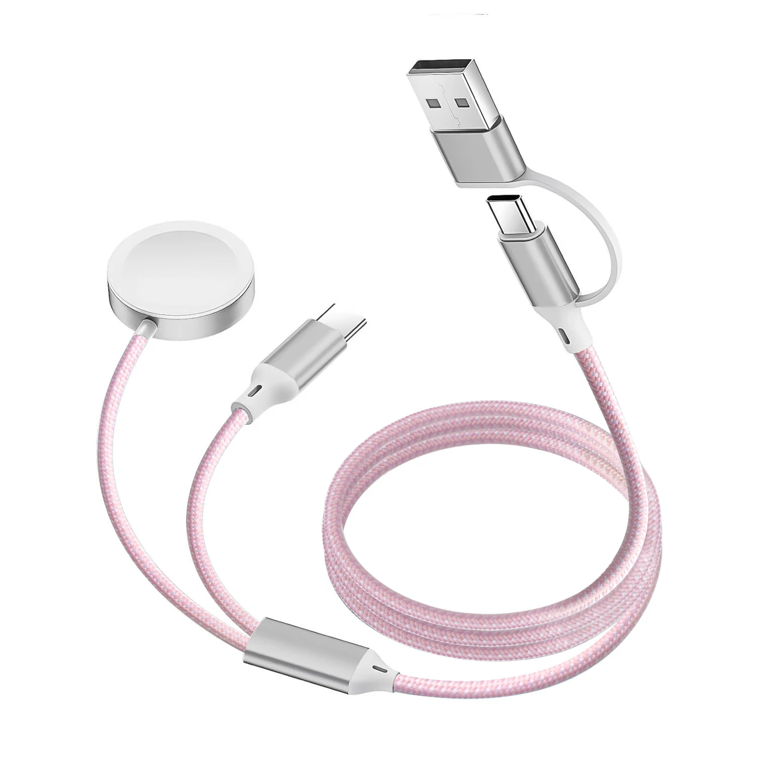 Enhanced Multi-Device Fast Charging Cable with Magnetic Wireless Charger Functionality for Smartwatches and Smartphones