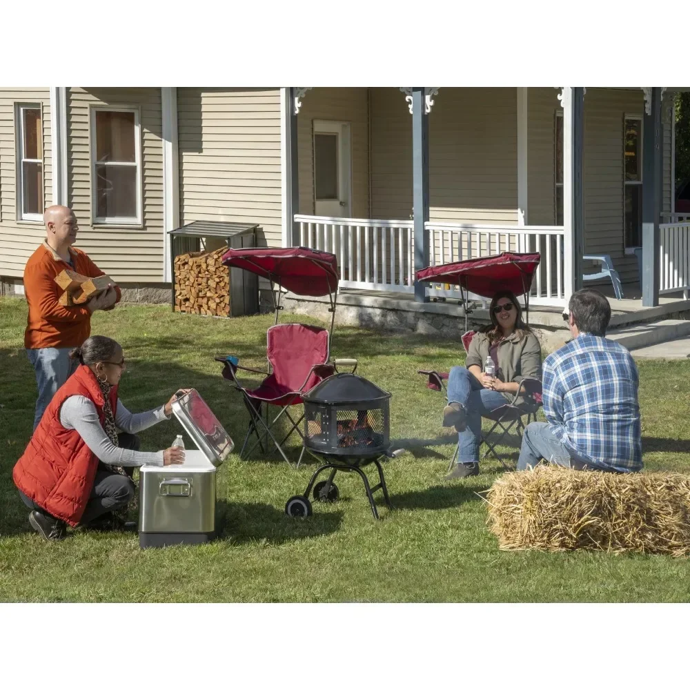 New Max Shade Folding Chair Adult- Red/Gray