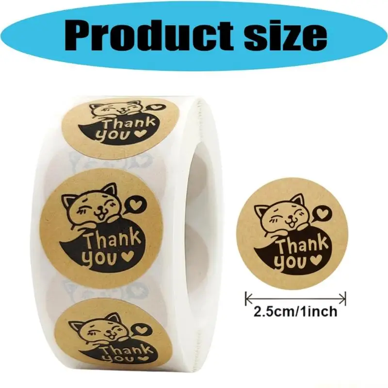2.5cm 라운드 감사 스티커 롤 당 포장용 접착 종이 라벨 500개