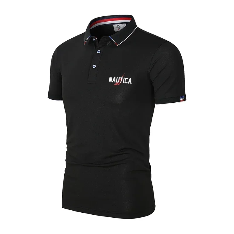 

New Nautica Polo Shirts Men Summer Fashion Polo Shirt Casual Short Sleeve Lapel Slim Fit Jogging Fitness Quick Dry Sportswear