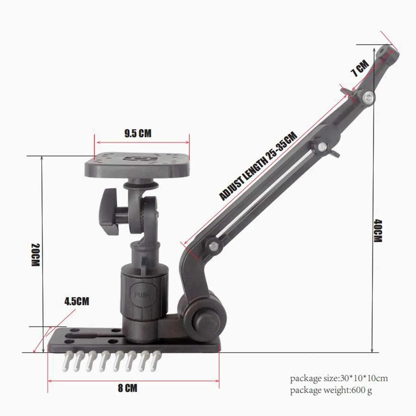Fish Finder Mount Ball Mount Transducer Mounting Arm Marine Electronic