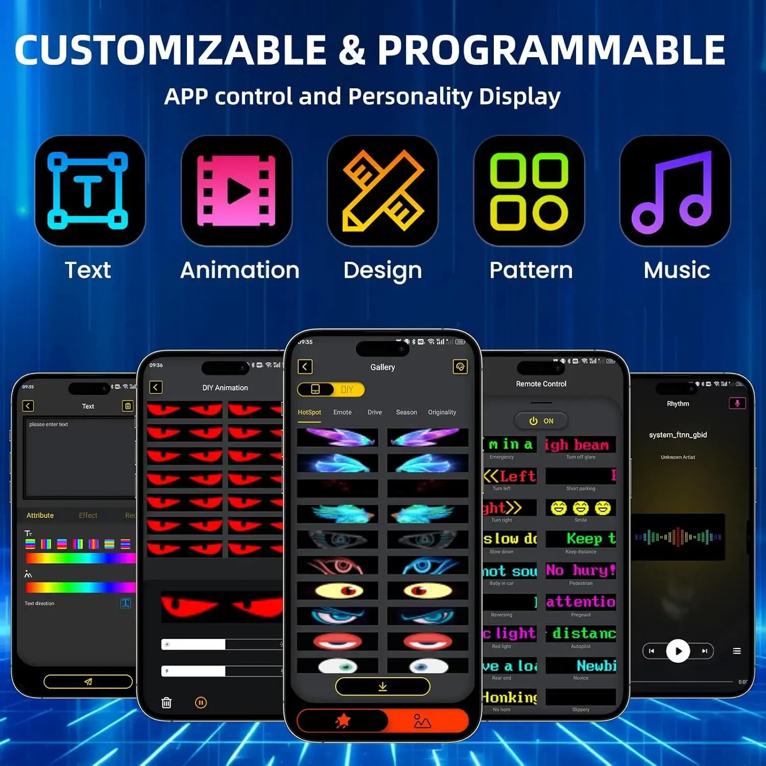 Scrolling LED Sign Programmable LED Scrolling Sign Control DIY Text Pattern Animation LED Digital Sign Store Window Advertising